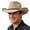 Beige, variant on Classic Wool Fedora Hat with Leather Band Roll Up Wide Brim Western Cowboy Hat for Men Women