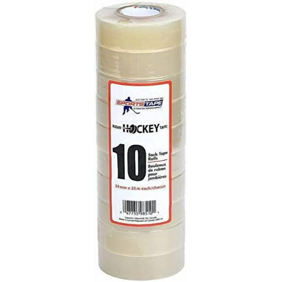 SportsTape Clear Hockey Tape - for Socks and Gear, Easy to Stretch and Tear (10 Pack), One Size$$Sport & Recreation Other
