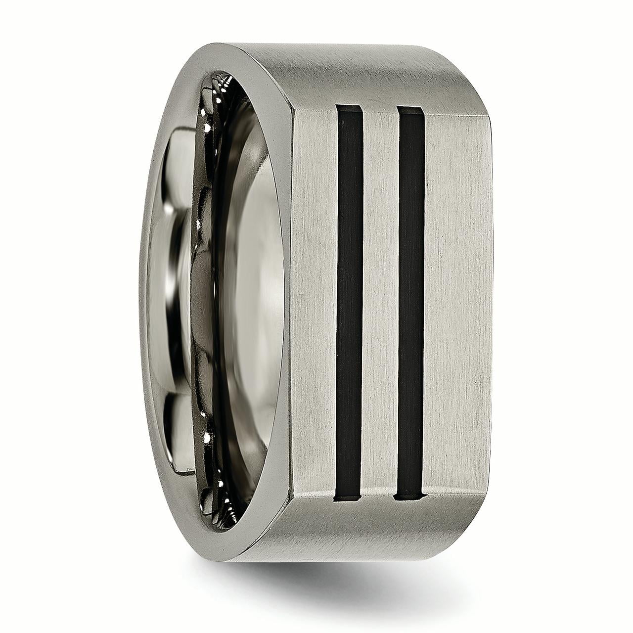 Perfect Jewelry Gift Titanium 10mm Black Enamel Stripes Brushed Band