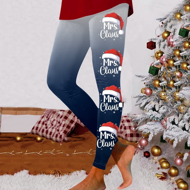 MKLEKYY Leggings para mujer, leggings con estampado navideño festivo para mujer, pantalones de yoga de cintura alta, mallas deportivas cómodas para fitness y entrenamiento