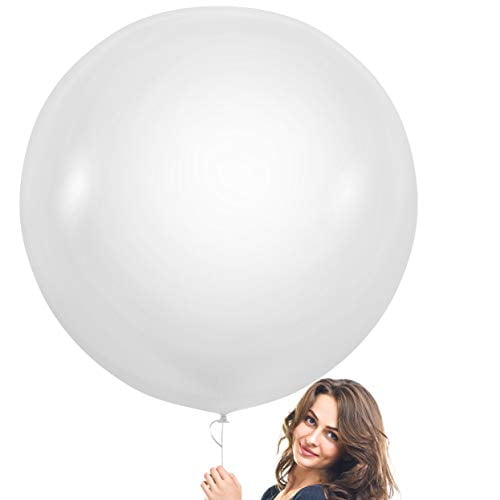 Prextex Ballons Géants Blancs - 8 Ballons Blancs de 36 Pouces Jumbo pour la Séance Photo, Mariage, Douche de Bébé, Fête d'Anniversaire et Décoration d'Événement - Gros Ballons Ronds en Latex Forts - Qualité d'Hélium