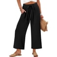 thumbnail image 7 of High Waisted Wide Leg Pants for Women Palazzo Trousers Gauze Casual Beach Travel Lounge Flowy Pant Summer 2026 Black S 26/27", 7 of 7