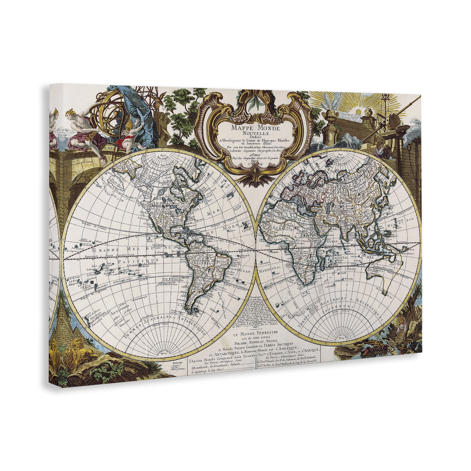 Stupell Industries Classic Inspired World Map History & Language Painting Wrapped Canvas Art Print Wall Art, 30 x 20