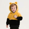 thumbnail image 2 of FYDUU Baby Girl Fuzzy Hoodies Cute Toddler Boys Girls Color Block Long Sleeve Hooded Sweatshirt Pullover Tops Soft Casual Winter Clothes Loose Pullover Sweatshirt,3-4 Years, 2 of 7