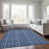 Addison Rugs Chantille Indoor/Outdoor Transitional Stripes Denim Washable Rectangle Rug, 9' x 12'