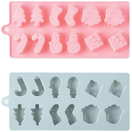 

2Pcs ChristmCJ Candy Molds Silicone Cake Mold Party Cupcake Topper Decorating Tools 3D Silicone Chocolate Candy Mold Gum PCJte Fondant Soap Mould with 12-Cavity for XmCJ Party Supplies Decorations