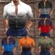 thumbnail image 4 of Men Casual Printed Long Sleeve Muscle Fitness Button Down Shirt Party T Dress Up, 4 of 8