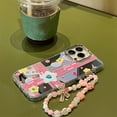 thumbnail image 4 of Kawaii Cute Stars Musical Note Pink Point Plating Mirror Lanyard Chain Phone Case Compatible with iPhone Case (Silver,iPhone 14 Plus), 4 of 6
