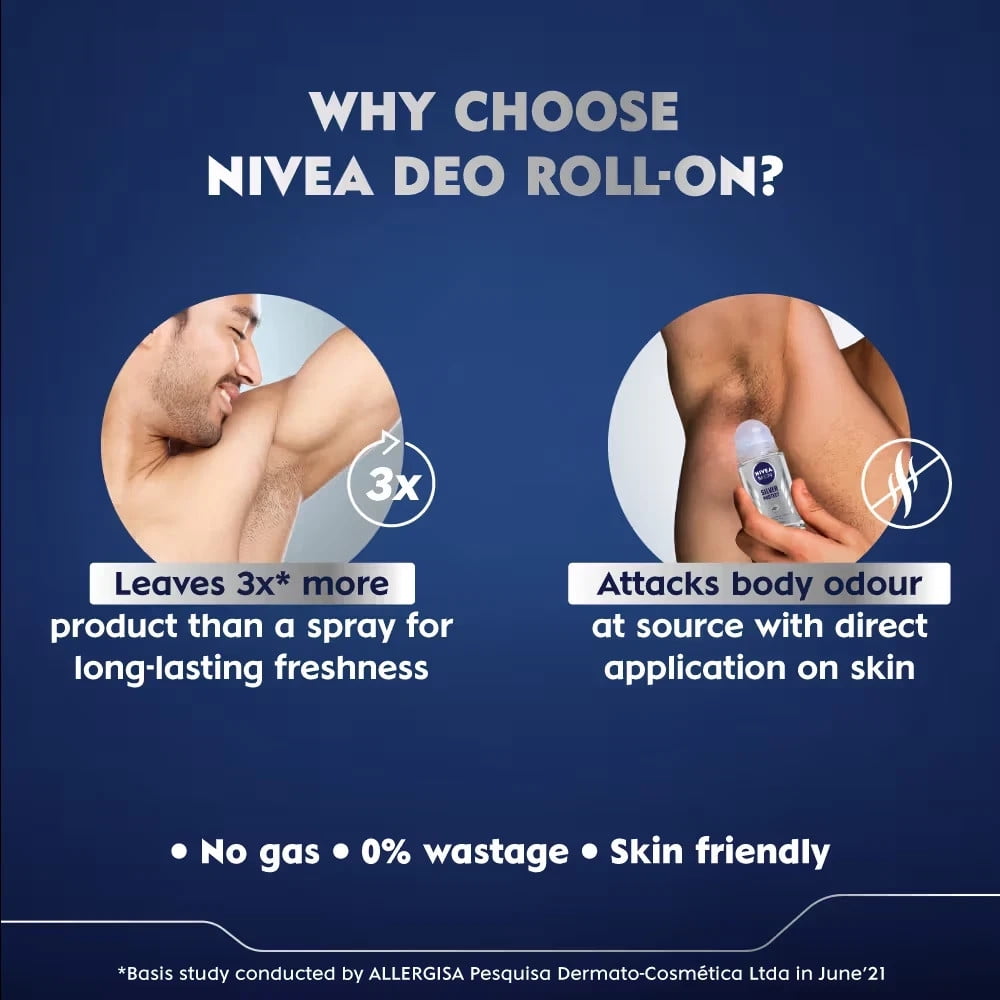 NIVEA MEN Silver Protect Anti-Perspirant Roll-On Deodorant Antibacterial -6 Pack