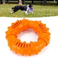 thumbnail image 4 of Dientes de goma para perros, juguete de limpieza de dientes con forma de anillo antideslizante resistente a mordeduras de donut para mascotas, color naranja, 4 of 10