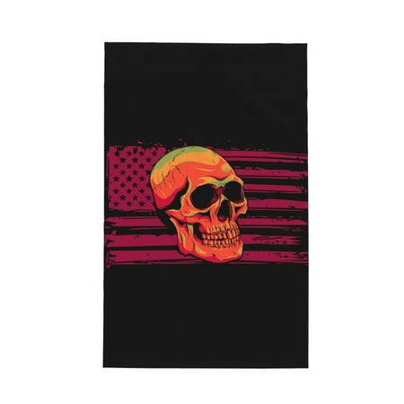 Absorbent Kitchen Towels Skull And Flag Usa Quick Drying Dish Towels for Kitchen Drying Soft Hand Towels with Lanyard for Kitchen Decor