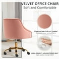 thumbnail image 4 of Velvet Home Office Desk Chair, Vanity Chair with Wheels Pretty Fancy Gold 360°Swivel Height Adjustable Office Chairs for Girls Home Offices, Bedrooms, Living Room (Pink), 4 of 9