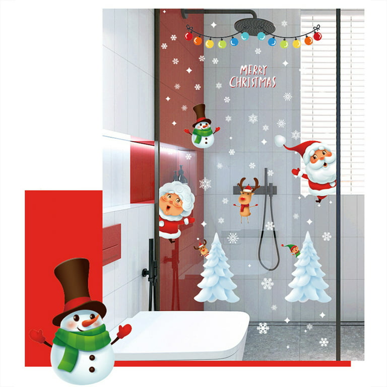 NUZYZ 30Pcs Christmas Sticker Santa Claus Snowman Xmas Tree Sticker DIY  Self-adhesive Stickers for Home Christmas Decor