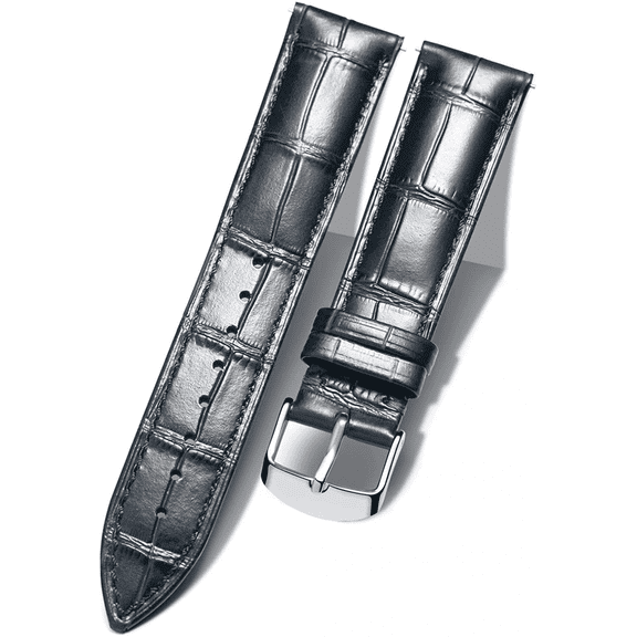 XIHAMA Genuine Leather Replacement Watch Band Multicolor Waterproof for Men Women, Black (21mm)