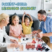 QIAHO Farm Animal Toys Take Along Barn Playset for Toddlers Montessori Toys with 10 Animals Figurines & DIY Stickers