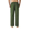thumbnail image 5 of KAIYANG Pantalones de yoga para playa, holgados, ligeros, con cordón y cintura elástica, de lino, para hombre, color verde, talla 2-XL, 5 of 5
