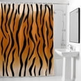 thumbnail image 2 of Brown Tiger Skin Shower Curtain, Abstract Farm Brown Tiger Animal Texture Black Stripes Waterproof Shower Curtain Set with 12 Hooks Lightweight Bath Curtains Fabric Bathroom Decor 36x72 Inches, 2 of 9