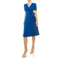 thumbnail image 2 of MOA COLLECTION Women's Stylish Solid Faux Wrap Dress with Deep V-Neck, 2 of 5