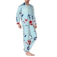 thumbnail image 2 of Fuzoiu Sailboats Anchors Print Men's Long-Sleeved Pajama,Lounge Button Down Nightwear,Mens Notch Collar Pajama Set -Medium, 2 of 7