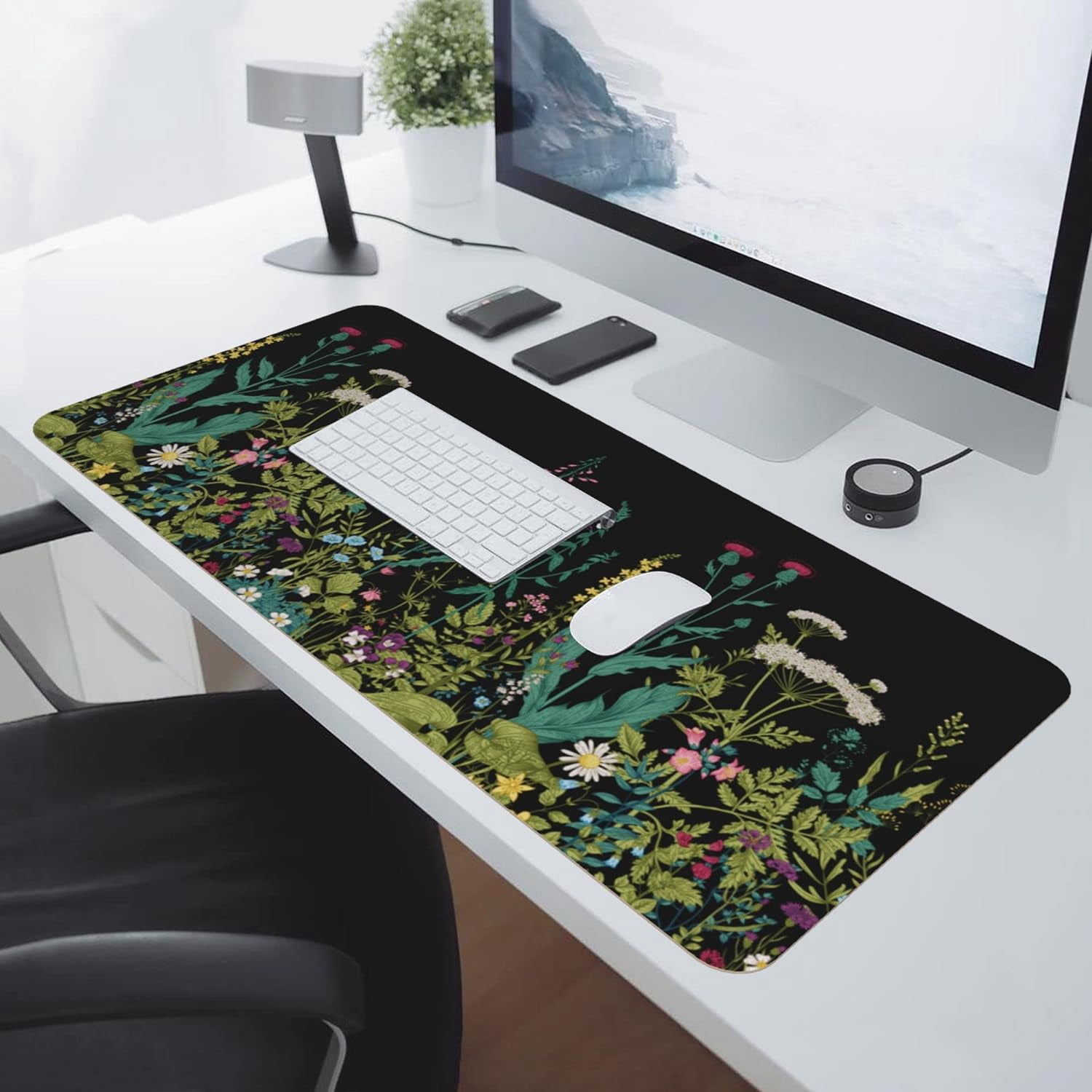 Extended Gaming Mouse Pad (35.5x16 in), Stable Rubber Base Large Mouse pad with Stitched Edges, Keyboard Mouse Mat Desk Pad for Work, Game, Office, Home \u2013 Weeds