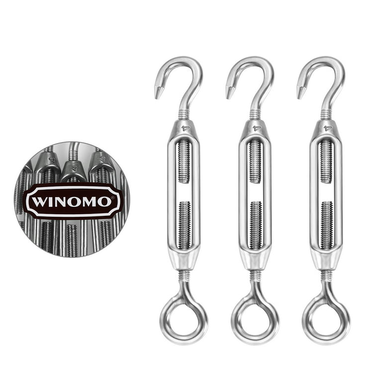 WINOMO 5PCS Stainless Steel Hook Eye Turnbuckle Wire Rope Tension 