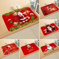 thumbnail image 2 of Alfombra navideña roja de alce y Papá Noel, felpudo antideslizante de Navidad, decoración para cocina y baño, decoración navideña para el hogar, 2021, 2 of 4
