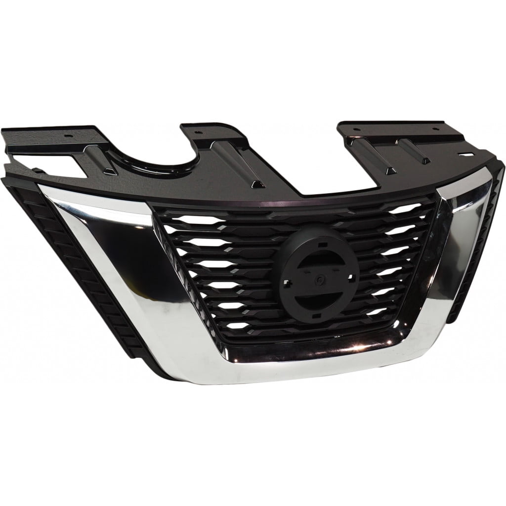 Grille For Nissan Rogue 2017 2018 Textured Black/Chrome Molding w/ Pre-Collision System/Camera Hole Replacement For NI1200281 | 623106FL0B