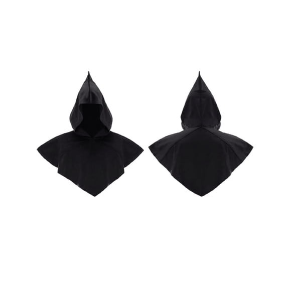 Reaper Hooded Cowl, Short Cape Medieval, Grim Reaper Cloak, Medieval Renaissance Gothic Vintage Cloak With Hood Unisex Hooded Cowl Halloween Assassin Priest Monk Cosplay Costume, Black One Size