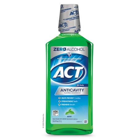 ACT Anticavity Zero Alcohol Fluoride Mouthwash, Mint 33.8 oz.