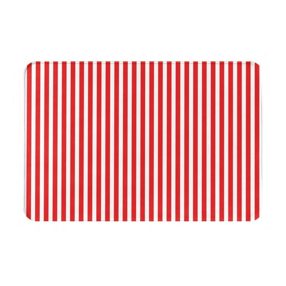 Pofeuu Red And White Stripes Print Flannel Doormats Rug16"x24"Rug Washable Doormats Indoor Outdoor Rugs for Layered Front Door Mats, Porch, Kitchen, Entryway