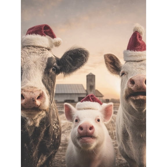 Paint by Numbers Adult DIY Hand Painted Christmas Farm Animals Oil Painting Canvas Kits with Brush and Acrylic Gifts and Home Decoration Without Frame 40 x 50 cm