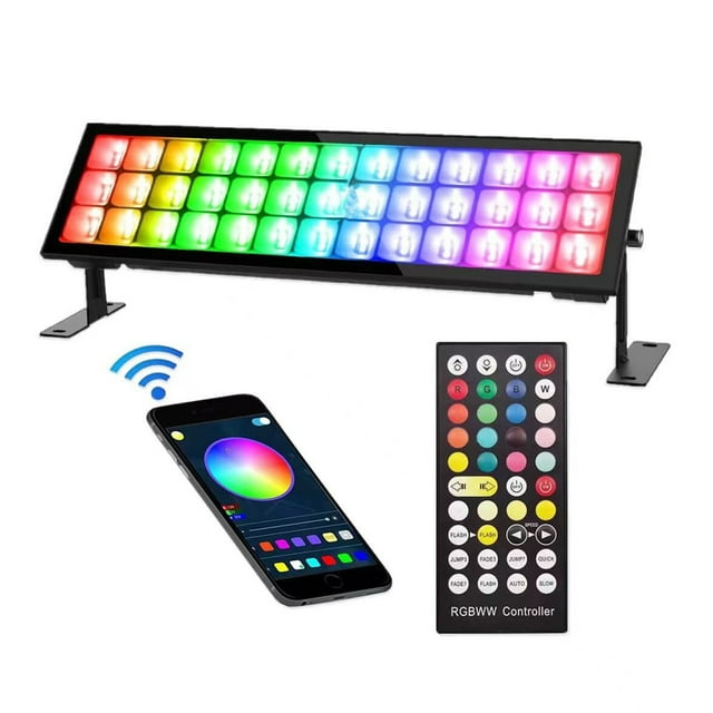 Dimmable RGBCW Wash Light Floodlight Outdoor Waterproof Wall Washer Light Stage Light Bar with Remote Control Smart APP Control for Villa Roadside Wedding Birthday Party Stage Lighting