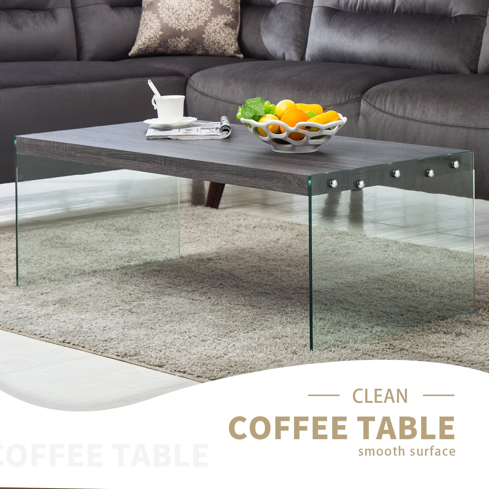 Mecor New Black Walnut Stylish Tempered Glass Cocktail Coffee Table In Glossy Finish - Mecor Design Modern High Gloss White Black Coffee Table Mecor New Black Walnut Stylish Tempered Glass Cocktail Coffee Table In Glossy Finish - Mecor Design Modern High Gloss White Black Coffee Table