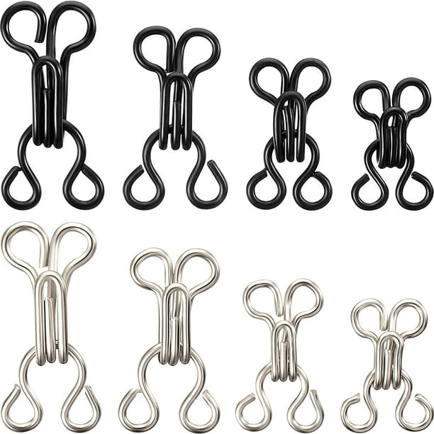 90 Pairs Sewing Hooks and Eyes Closure Sewing DIY Craft Accessories for  Bra, Clothing, Jacket, Skirt, Trousers Silver and Black, 4 Sizes - 