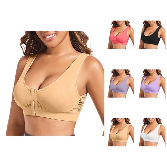 Front Closure Bras for Women Hollow out Breathable Wide Strap Racerback Push Up Bralettes Everyday Bra