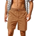 thumbnail image 2 of NordicNest Mens Cotton Linen Shorts, Casual Drawstring 7inch Inseam Shorts Stretch Summer Beach Wear Quick Dry for Sports Athletic Gym Outdoor with Pockets Khaki S, 2 of 8