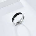 thumbnail image 4 of PAMTIER Men's Women's Stainless Steel Black Enamel Ring 6mm Minimalist Plain Wedding Band Silver Size 7, 4 of 5