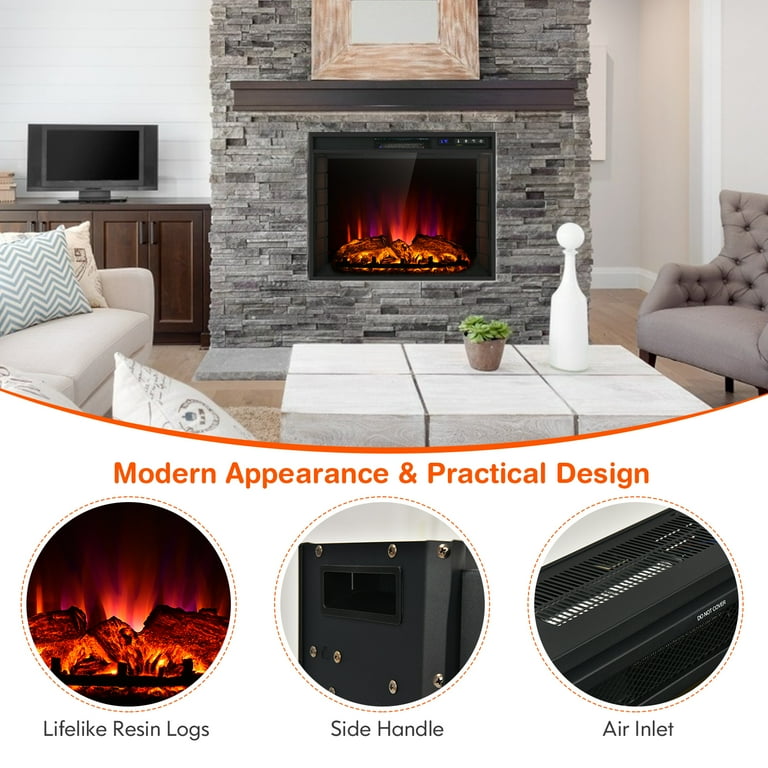 Topbuy 26 Inch Recessed Electric Fireplace Insert heater W/ Remote Control  750W/1500W - Walmart.com