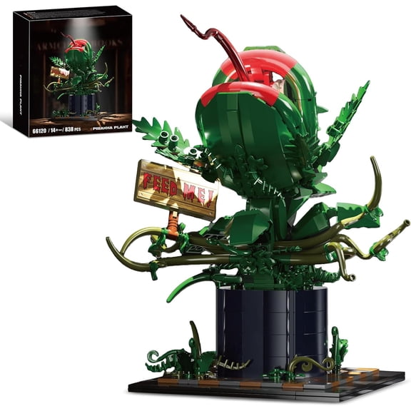 Remocguys Piranha Plant Flower Building Blocks Set Compatible with Lego Botanical Collection Horror Decor for Adults 838 Pcs