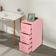 thumbnail image 3 of 6 Drawers Pink Storage Cabinet with 4 Wheels - Cold-Rolled Steel Vertical Lockable File Cabinet - Bedside End Table Pink Drawer Night Stand, 3 of 8