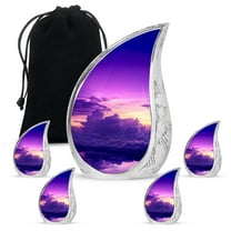 Purple Sunset Keepsake Urns For Human Ashes Adult Men - Large Funeral Urn For Ashes Adult Women - Handcrafted Urn For Cremation - Burial Urns For Decorative - 10Inch And 3Inch