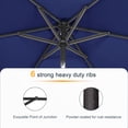 thumbnail image 3 of ACEGOSES LED Outdoor Patio 6x9ft Deck Solar Light Market Umbrella, Outside Table Umbrellas With Polyester canopy,Navy Blue, 3 of 8