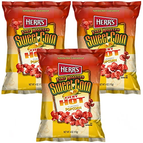 Herr's Fire Roasted Sweet Corn Fiery Hot Popcorn | 4 Ounce | Pack of 3