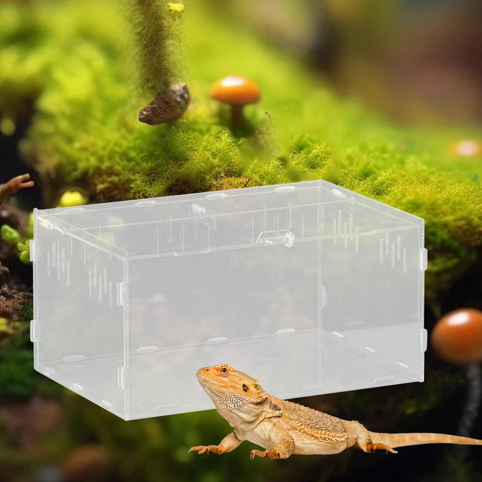 Fzaqwen Reptile Breeding Box Acrylic Snake Cage Tank with Basin Animal Habitat Hatching Case Turtle Transport Container Pet Houses Suitable for Home Use Repti 30x20x15cm