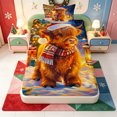 thumbnail image 3 of Manfei Cute Highland Cow Twin Sheets,Christmas Winter Festive Bedding,3pcs,1 Flat Sheet,1 Fitted Sheet and 1 Pillowcase, 3 of 6