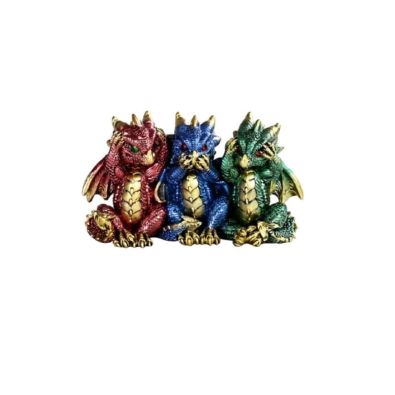 FC Design 5.5"W Hear See Speak No Evil Red Blue Green Dragon Figurine Statue Sculpture Ornament Decoration Home/Room Decor and Unique Gift Ideas for Housewarming, Holidays and Birthdays