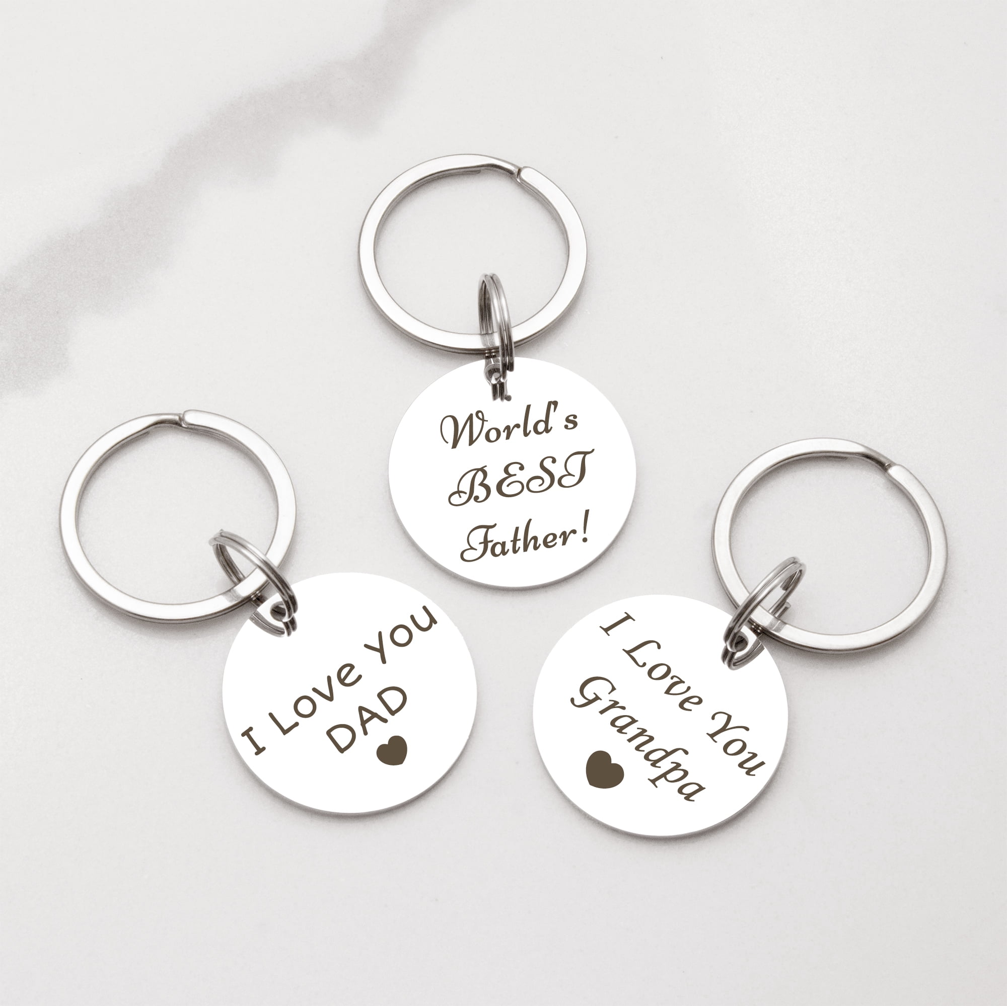 Fathers Day Gifts - Custom Keychain - Engraved Double Sides Round Keychain - I Love You Dad Keychain for Dad Fathers Day Gift Personalized