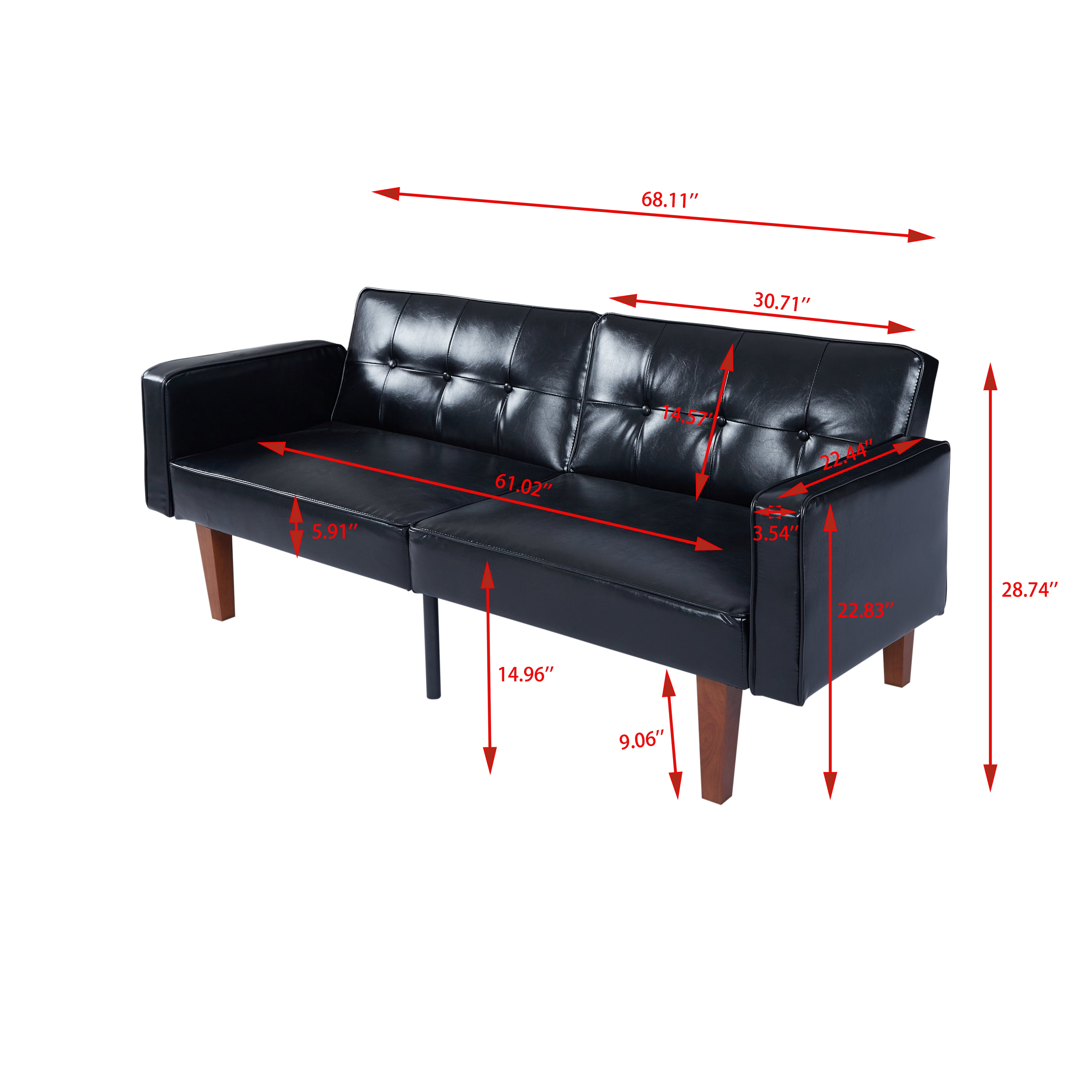 Gewnee 68.11"Convertible Futon Sofa Bed,Multifunctional Folding Futon Couch with 3 Adjustable Positions,Split-Back Design for Home,Office,Guest Room.