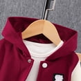 thumbnail image 4 of Haitryli Toddler Kids Contrast Color Athletic Tracksuit Long Sleeve Button-down Hoodie Sweatshirts with Sweatpants Sets Red 6-7, 4 of 7