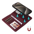 thumbnail image 3 of Wallet Case for iPhone 16 Plus, PU Leather Detachable Magnetic Inner Case with Kickstand Card Holder Hand Strap for iPhone 16 Plus Flip Wallet 2 In 1 Cover for Women Men - Winered, 3 of 5